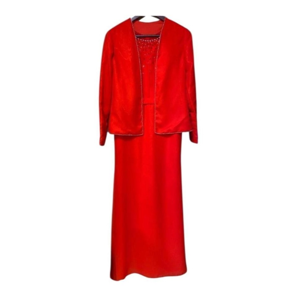 Holiday Christmas Valentines Day Long Red Dress with jacket. Size XXS - Picture 3 of 7